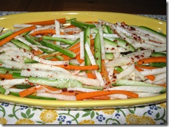 Close up of Korean banchan salad