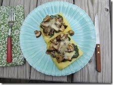 Grilled polenta with spinach and wild mushrooms